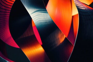 Poster - Tightly wrapped colorful ribbons in a compact bundle, perfect for decorative or gift wrapping use
