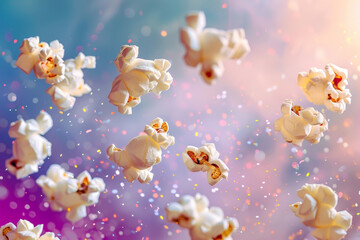 Wall Mural - A bunch of popcorn is flying through the air