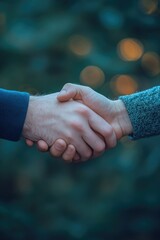 Sticker - A close-up shot of two individuals shaking hands, symbolizing agreement or partnership