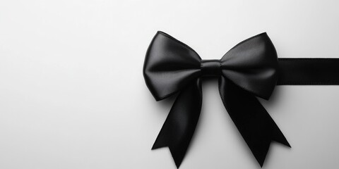 Poster - A simple and elegant design featuring a black bow on a white background, suitable for use in greeting cards, gift wrap, or other decorative purposes