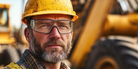 Poster - A person wearing a hard hat and glasses, likely an industrial worker or construction worker