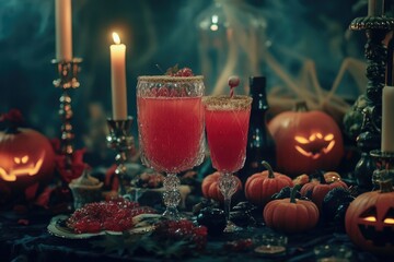 Aufkleber - A couple sitting at a table with two glasses filled with drinks, enjoying each other's company