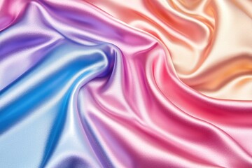 Canvas Print - Close-up shot of pink and blue fabric with intricate patterns