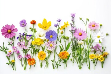 Poster - A bouquet of colorful flowers arranged on a white surface