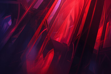 Poster - a red and blue abstract painting with a lot of red lines and shapes