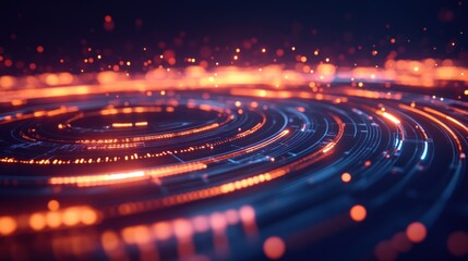 Leinwandbilder - Abstract Glowing Orange and Blue Circular Pattern