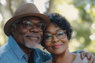 Canvas Print - A man and a woman posing for a photo shoot