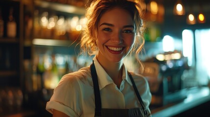 Wall Mural - Smiling Bartender in a Bar