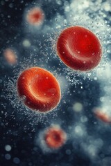 Aufkleber - Close-up of red blood cells suspended in a liquid medium, possibly for medical research or educational purposes