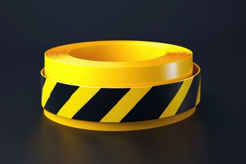 Aufkleber - Yellow and black hazard tape on a dark background, ideal for highlighting warnings or dangers