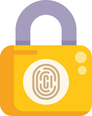 Fototapete - yellow padlock is using a fingerprint for secure access, representing digital security and data prot
