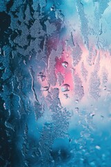 Poster - Close-up of water droplets on a window, great for illustrating humidity or condensation