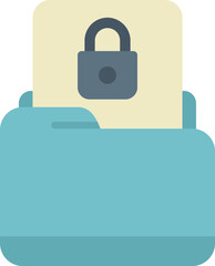 Sticker - This minimal vector illustration represents the concept of data protection, showing a folder containing a locked file