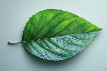 Wall Mural - A realistic beech leaf with a glossy green surface and fine veins, isolated on white background 
