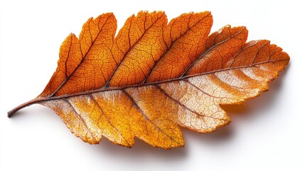 Wall Mural - A realistic hawthorn leaf with a lobed structure and serrated edges, isolated on white background 