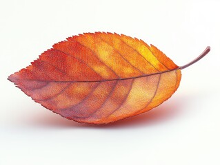 Wall Mural - A realistic quince leaf with an oval shape and fine hairs on the surface, isolated on white background 