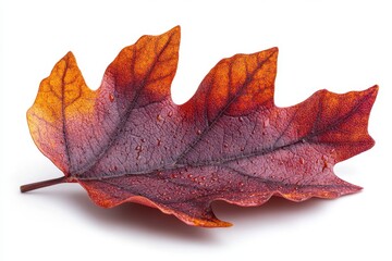 Wall Mural - a realistic red oak leaf with pointed lobes and deep red color, isolated on white background