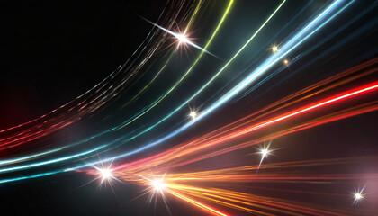 Poster - vibrant streaks of light illuminate dark space during an artistic display of color and movement in a
