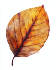 Wall Mural - a single elm leaf with an asymmetrical base and visible midvein, isolated on white background
