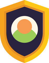 Poster - Golden shield is protecting a user profile, providing a sense of security and safety for online accounts and personal information