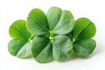 Wall Mural - a small clover leaf with three symmetrical lobes and fine veins, isolated on white background