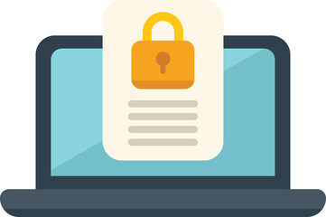 Poster - laptop displaying a secured document with a lock icon, representing data protection and cybersecurit