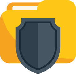 Poster - Shield is protecting a folder, providing safety and security for digital data