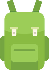 Poster - green backpack is standing, ready to be filled and taken on an adventure