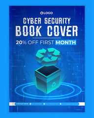 Cyber security modern book cover or flyer template, Cybersecurity Information safety booklet design or flyer