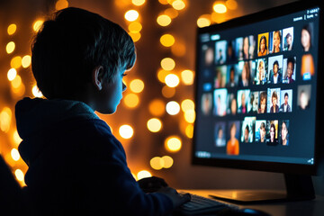 A Teacher Conducting A Lesson Via Video Conferencing, With A Diverse Group Of Students Being Attentive On Their Screens, Highlighting Remote Teaching Technology