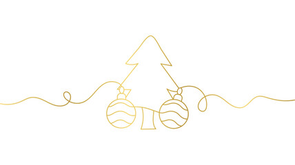 Wall Mural - Christmas tree line art style vector illustration eps 10
