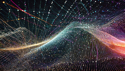 Poster - Abstract digital waves of color and light creating a vibrant visual representation of motion and energy