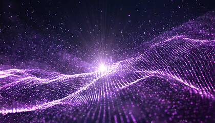 Poster - dynamic purple waves of light rise and fall, creating a mesmerizing visual display reminiscent of di