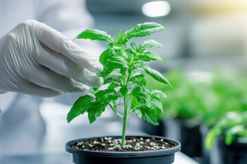 Canvas Print - Laboratory Scene Showcasing Scientists Using Crispr Technology To Genetically Modify Plants For Improved Disease Resistance And Higher Yields