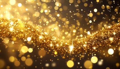 Poster - Glistening golden particles create a magical atmosphere during a festive celebration in the evening light
