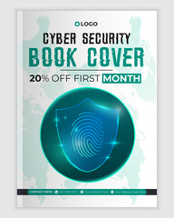 Cyber security modern book cover or flyer template, Cybersecurity Information safety booklet design or flyer