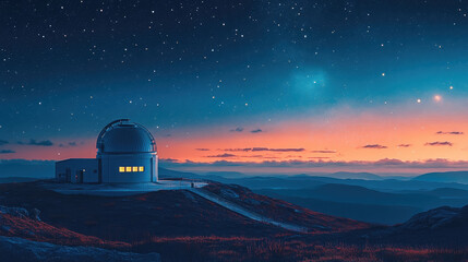 astronomical observatory with dome and telescope on hill against starry night sky, astronomy, science, space, planets, constellations, milky way, nature, architecture, stars, celestial body, astrology