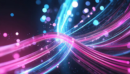 Poster - vibrant abstract light trails intertwine in a mesmerizing display of color against a dark background