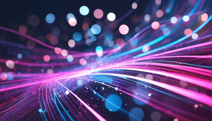 Poster - colorful abstract light trails create a vibrant atmosphere against a dark background, showcasing a b