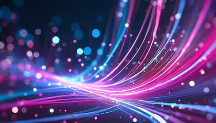 Poster - Abstract colorful light trails and sparkles creating a vibrant flowing pattern on a dark background