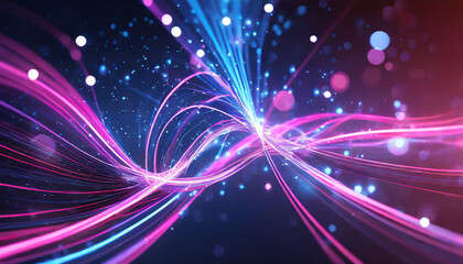 Poster - colorful abstract swirls of light in vibrant pink and blue creating an energetic atmosphere in a dig
