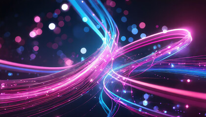 Poster - colorful abstract light trails create a mesmerizing effect in a digital art display, showcasing mode
