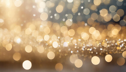 Poster - Sparkling gold and silver bokeh lights create a dreamy atmosphere during a celebration or festive event at night
