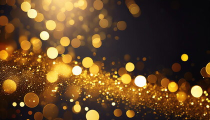 Poster - Golden bokeh lights creating a shimmering effect during a festive evening celebration