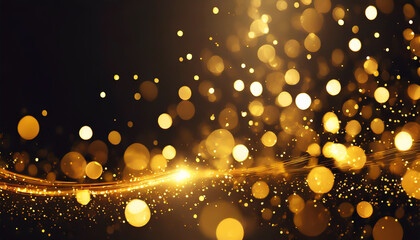 Poster - Golden bokeh lights creating a festive atmosphere in an elegant background suitable for celebrations or special events