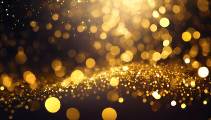 Poster - Shimmering golden bokeh lights create a festive atmosphere during a celebration at night in an elegant setting