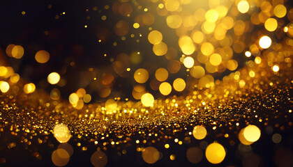 Poster - Golden bokeh background with shimmering lights creating a warm atmosphere for festive celebrations and decorative themes