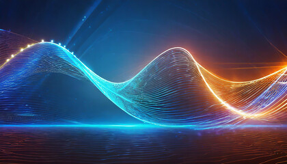 Poster - vibrant blue and orange wave pattern illuminated against a dark backdrop showcasing dynamic energy a