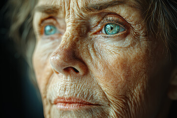 Canvas Print - An unedited photograph capturing the beauty of aging skin, embracing wrinkles and all. Concept of aging.