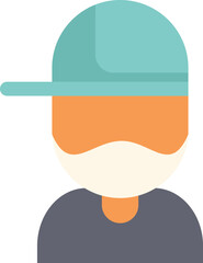 Poster - Flat icon design of a young man with beard wearing a baseball cap and looking forward